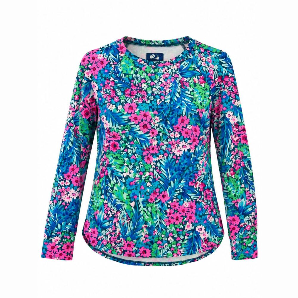 Lilly Pulitzer Women Top Blue Luxletic Tiny Garden Long Sleeve Stretch Tee Small